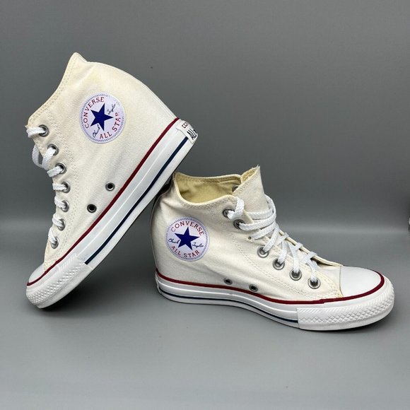 Converse Shoes - Converse All Star Womens 7.5 White Hidden Wedge Heel Canvas Retro Classic